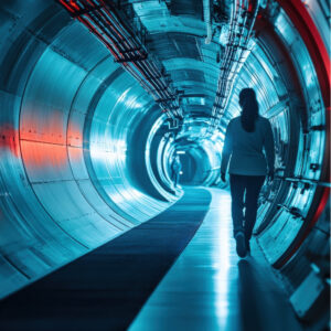 Person geht durch einen Gang